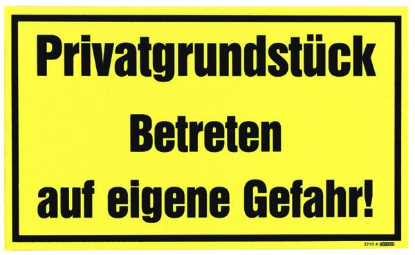 WARNSCHILD PRIVATGRUNDSTÜCK 250X150 MM