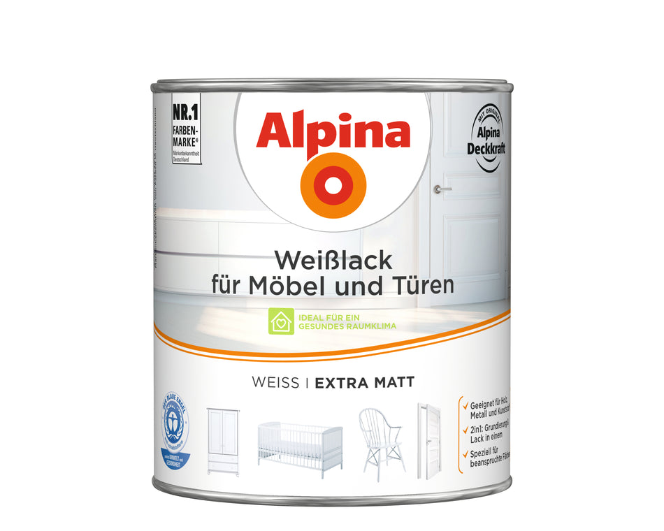WEIßLACK F.MÖBEL & TÜREN EXTRAMATT 2L