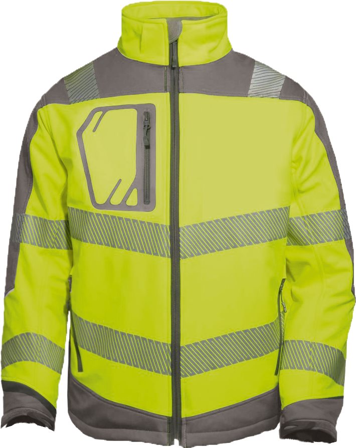 Vizwell Winter-Kontrast-Softshelljacke leuchtgelb/grau, Gr. L