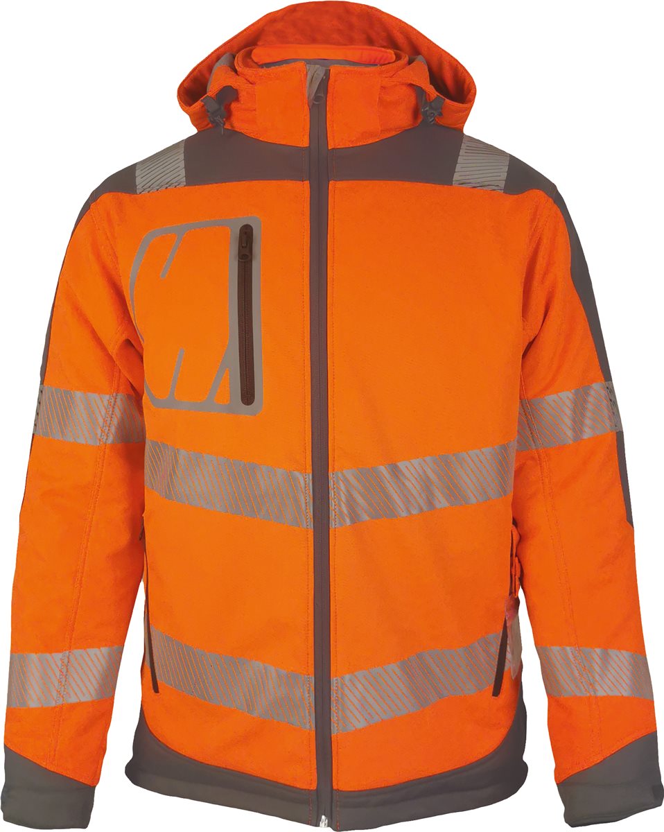 Vizwell Winter-Kontrast-Softshelljacke leuchtorange/grau, Gr. XL