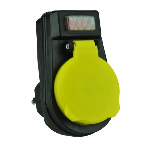 ZWISCHENSTECKER MIT SCHALTER IP44 SCHW